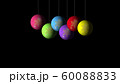 Set of the Christmas and New Year multicolored Balls with a golden snowflake on black background. Merry Christmas and a Happy New Year  60088833