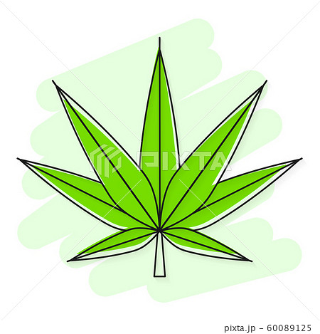 Green Cannabis Marijuana Hemp Leaf Flat Vectorのイラスト素材