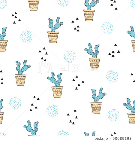 Abstract seamless cactus pattern. Vector trendy print.	 60089193