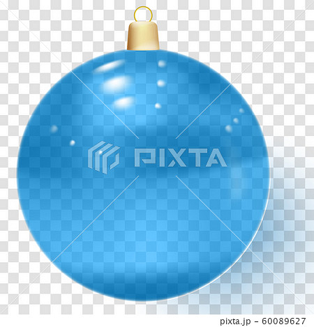 Blue realistic Christmas glass ball with shadows 60089627