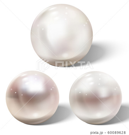 Realistic shiny natural sea pearl with light effects. 60089628