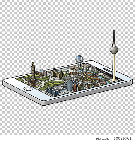 ベルリン 俯瞰イラスト 鳥瞰 ブランデンブルク門 ドイツ アイソメ のイラスト素材