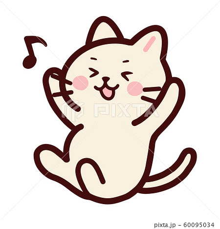 喜んでジャンプしているねこのキャラクターのイラスト素材