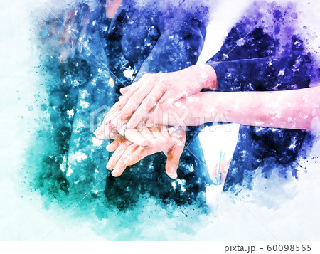 Abstract colorful Business teamwork handshake on watercolor illustration painting background. 60098565