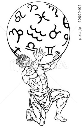 Atlas Titan Holding Heavens Mythology Illustration Atlas Titan Holding Heavens Mythology Illustration 60099402