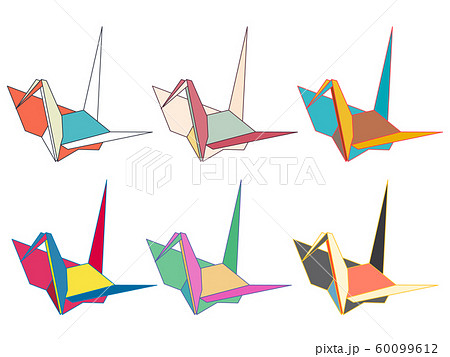折り鶴のアイコンセットのイラスト素材