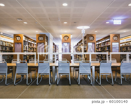 Library Bookshelf Interior Table with seats campus life 60100140