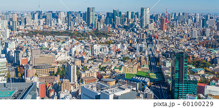 東京シティービュー 渋谷から六本木 東京タワー方向の眺望の写真素材