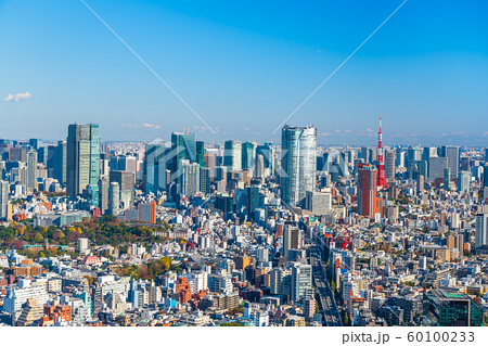 東京シティービュー 渋谷から六本木 東京タワー方向の眺望の写真素材