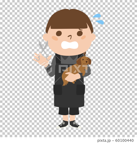 Illustration of female trimmer by occupation. A woman who sweats and panics. Illustration of female trimmer by occupation. A woman who sweats and panics. 60100440