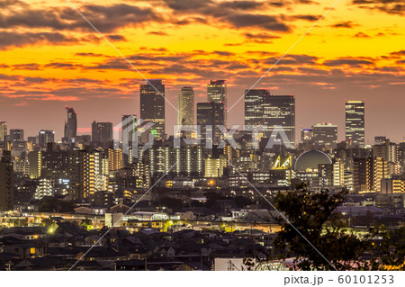 愛知県　名古屋市都市景観　夕景 60101253
