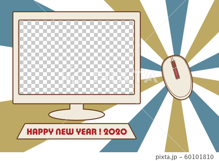 PC mouse New Year's card photo frame template vector illustration 60101810