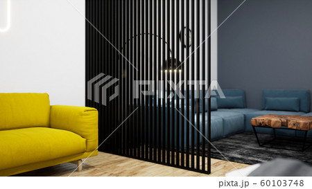 Modern design living room interior with beautiful view . 3D rendering 60103748