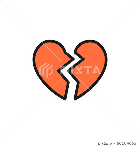 Broken heart, valentine day flat color icon. 60104065