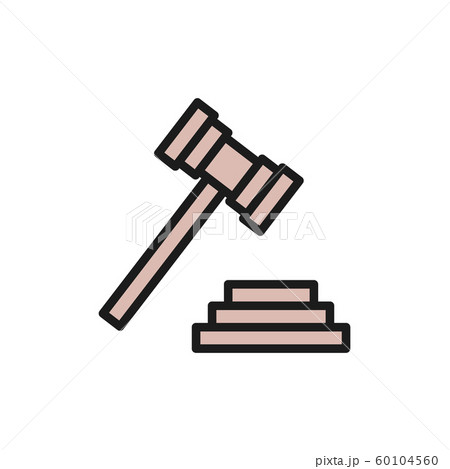 Judge or auction hammer, court gavel flat color icon. 60104560