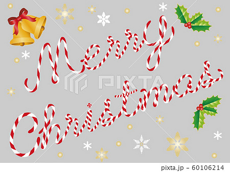 クリスマスカード 英語ロゴ 文字 筆記体 キャンディのイラスト素材
