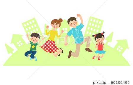 ファミリー 飛び跳ねるのイラスト素材