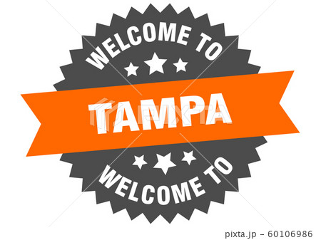 Tampa sign. welcome to Tampa orange sticker 60106986