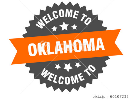 Oklahoma sign. welcome to Oklahoma orange sticker 60107235