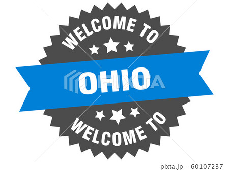 Ohio sign. welcome to Ohio blue sticker Ohio sign. welcome to Ohio blue sticker 60107237