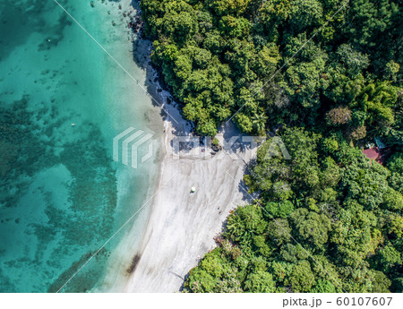 Aerial View of Tropical Biesanz beach and Coastline near the Manuel Antonio national park, Costa Rica Aerial View of Tropical Biesanz beach and Coastline near the Manuel Antonio national park, Costa Rica 60107607