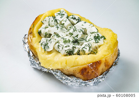 Photo of baked potato with feta cheese filling 60108005
