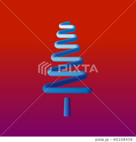 Minimal of blue Christmas tree on red background. 60108456