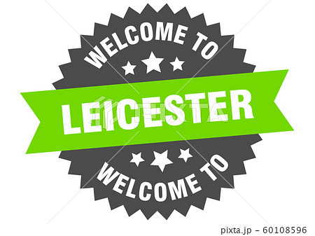 Leicester sign. welcome to Leicester green sticker 60108596