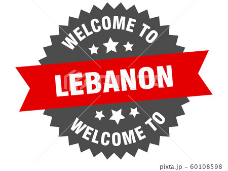 Lebanon sign. welcome to Lebanon red sticker 60108598
