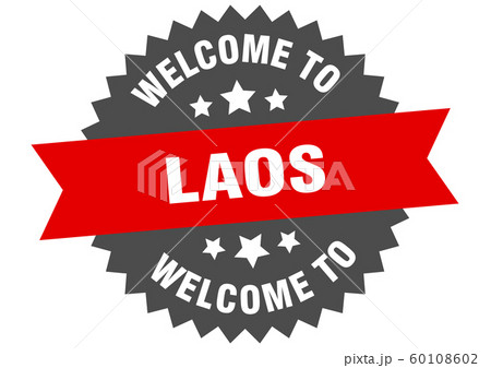 Laos sign. welcome to Laos red sticker 60108602