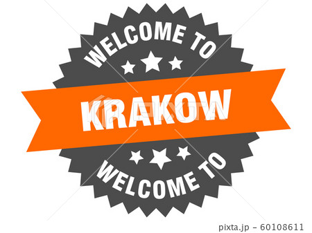 Krakow sign. welcome to Krakow orange sticker 60108611