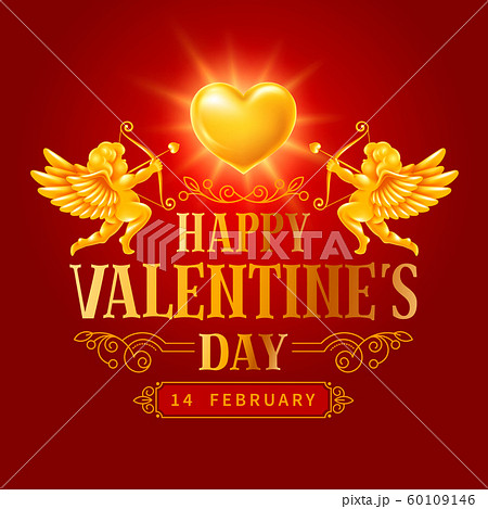 Valentines Day Greeting Card With Cupids And Heart 60109146