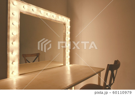 Mirror with bulbs for make up in the make up room Mirror with bulbs for make up in the make up room 60110979