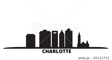 United States Charlotte City Skyline Isolated のイラスト素材