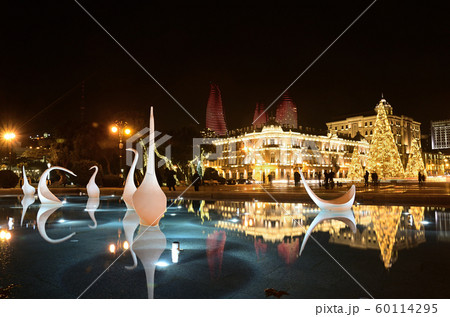 New Year's night Baku decorated with light and 60114295