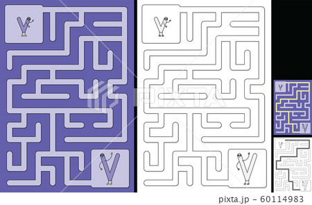 Easy alphabet maze - letter V Easy alphabet maze - letter V 60114983