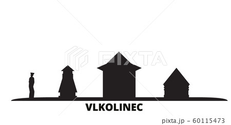 Slovakia, Vlkolinec city skyline isolated vector illustration. Slovakia, Vlkolinec travel cityscape with landmarks 60115473