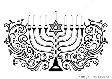 Menorah black and white 60115978