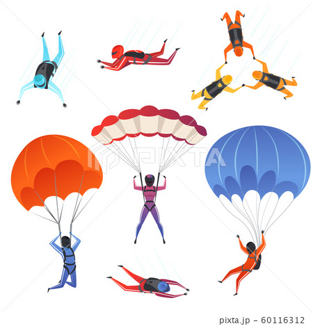 Parachute Jumpers Extreme Sport Skydiving のイラスト素材