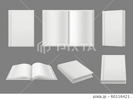 Books cover template. Clean white 3d pages isolated brochure or magazine vector realistic mockup 60116421
