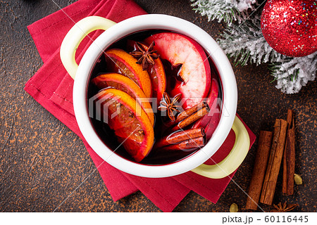 Cooking Christmas hot mulled wine 60116445