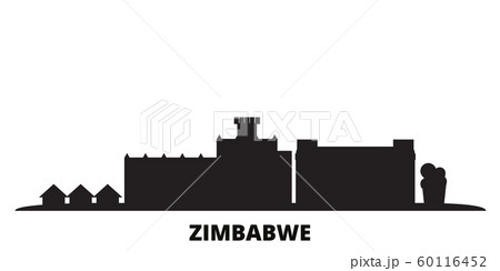 Zimbabwe city skyline isolated vector illustration. Zimbabwe travel black cityscape 60116452