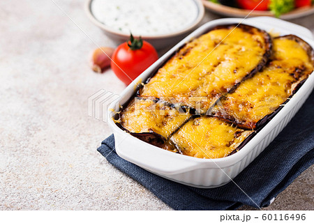 Traditional Greek moussaka with aubergine 60116496