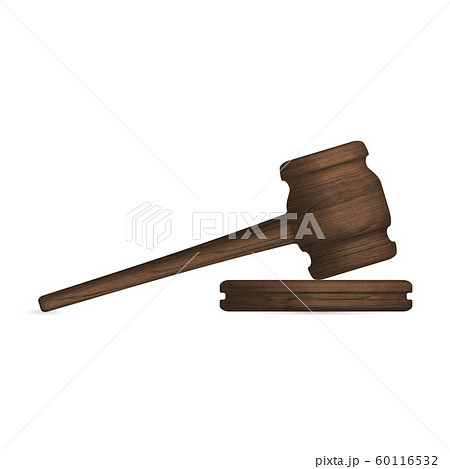 Wooden judge hammer and stand, vector Wooden judge hammer and stand, vector 60116532