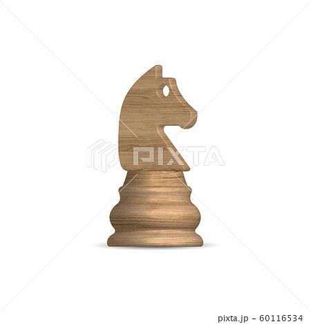 White wooden chess piece knight, vector 60116534
