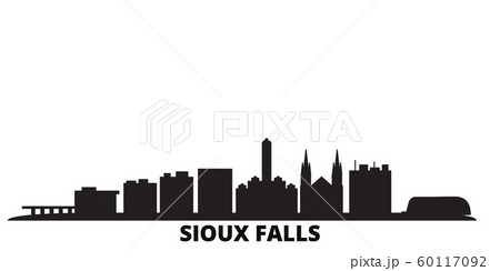 United States, Sioux Falls city skyline isolated vector illustration. United States, Sioux Falls travel black cityscape 60117092