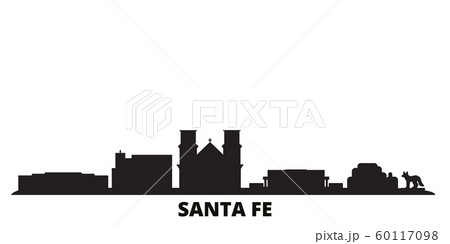 United States, Santa Fe city skyline isolated vector illustration. United States, Santa Fe travel black cityscape 60117098