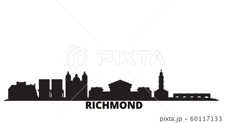 United States, Richmond city skyline isolated vector illustration. United States, Richmond travel black cityscape United States, Richmond city skyline isolated vector illustration. United States, Richmond travel black cityscape 60117133