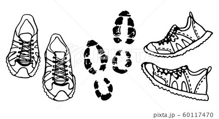 Hand drawn sneakers on white background. Run Hand drawn sneakers on white background. Run 60117470
