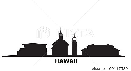 United States, Maui city skyline isolated vector illustration. United States, Maui travel black cityscape 60117589
